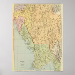 Póster Birmania y los países adyacentes