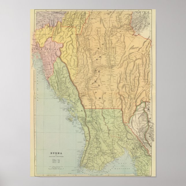 Póster Birmania y los países adyacentes (Frente)