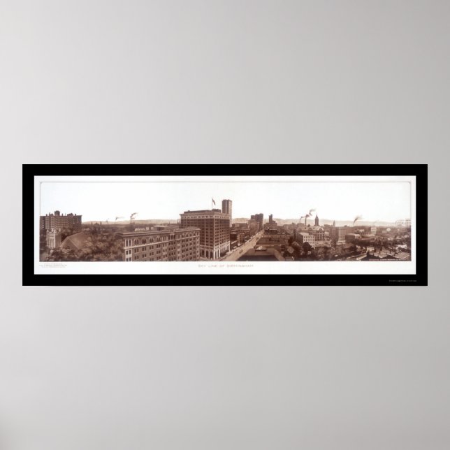 Póster Birmingham, AL Skyline Photo 1914 (Frente)