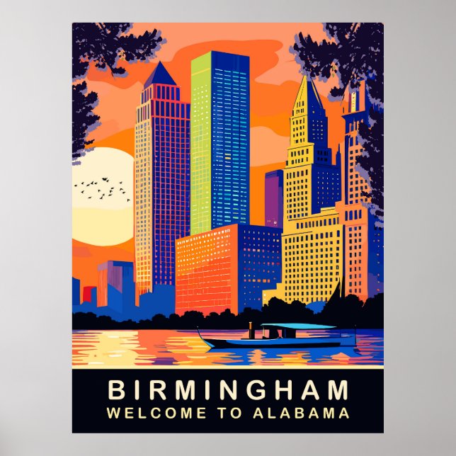 Póster Birmingham, Alabama, Río Cahaba, Viajes (Frente)