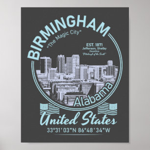 PÓSTER BIRMINGHAM CITY VINTAGE - ESTADO DE ALABAMA