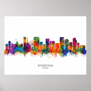 Póster Birmingham England Skyline