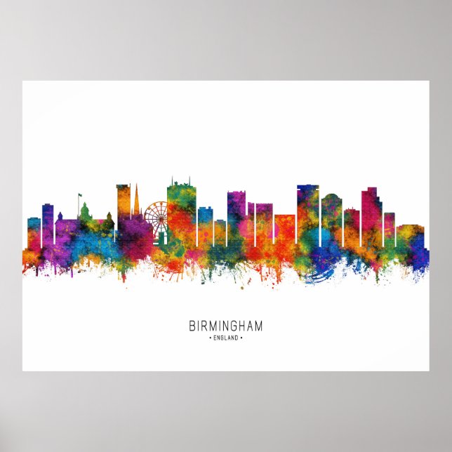 Póster Birmingham England Skyline (Frente)
