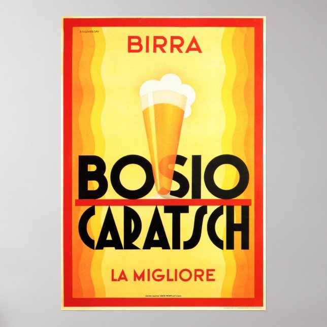 Póster Birra BOSIO CARATSCH La mejor vieja cerveza italia (Frente)