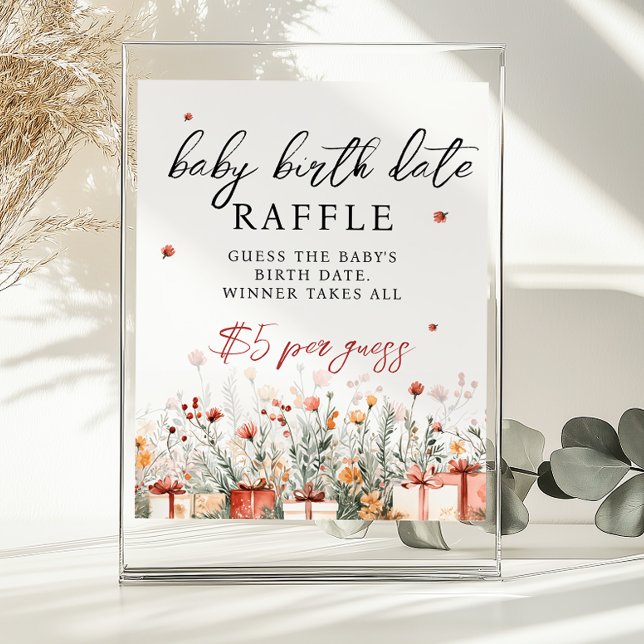 Póster Birth Date Raffle Merry Baby Shower Game sign (Subido por el creador)