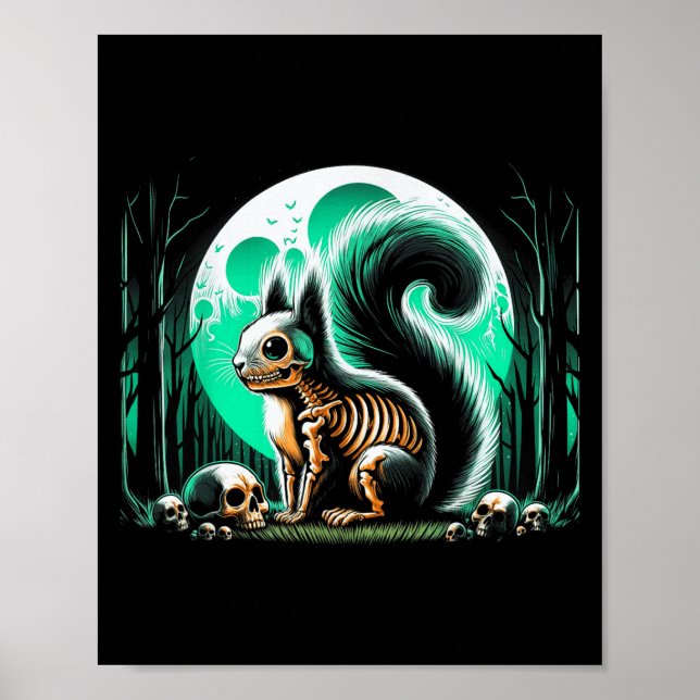 Póster Birthda, Navidades de Guay Squirrel Skeleton Hallo (Frente)