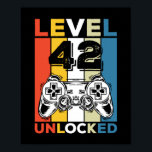 Póster Birthday 42nd Level Unlocked 42 Gaming Vintage<br><div class="desc">Birthday 42nd Level Unlocked 42 Gaming Vintage</div>