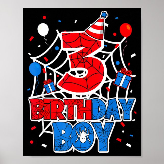 Póster Birthday Boy 3 Year Old Sders 3rd Birthday Kids  (Frente)