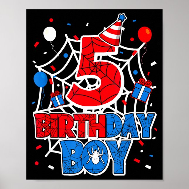 Póster Birthday Boy 5 Year Old Sders 5th Birthday Kids  (Frente)