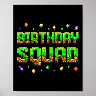 Póster Birthday Boy Kid Birthday Squad Gamer Pixel Family