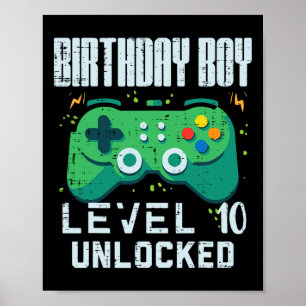 Póster Birthday Boy Level 10 Controlador de jugador desbl