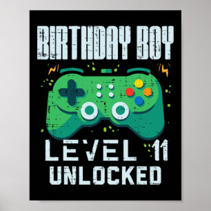 Póster Birthday Boy Level 11 Controlador de jugador desbl
