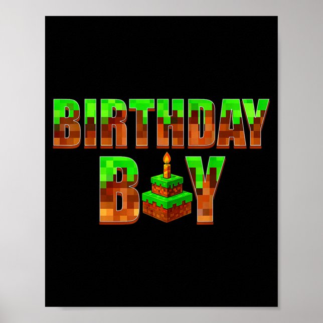 Póster Birthday Boy Shirt Happy Birthday Video Game Xel K (Frente)