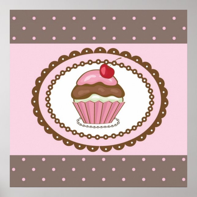 Póster Birthday card with cupcake (Frente)