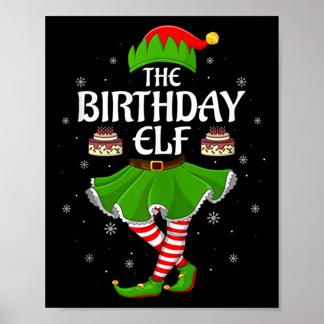 Póster Birthday Elf Christmas Family Girls Women Elf Squa (Frente)