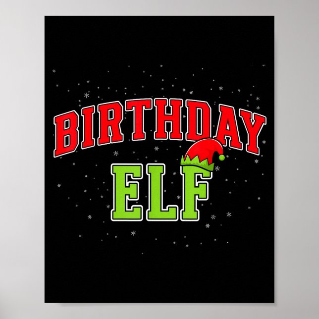 Póster Birthday Elf Christmas Family Matching Group Xmas  (Frente)