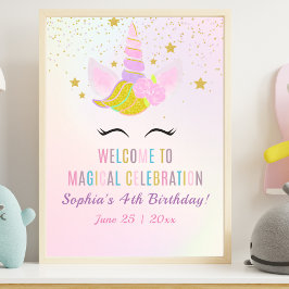 Póster Birthday Girl Unicorn Magical Celebration