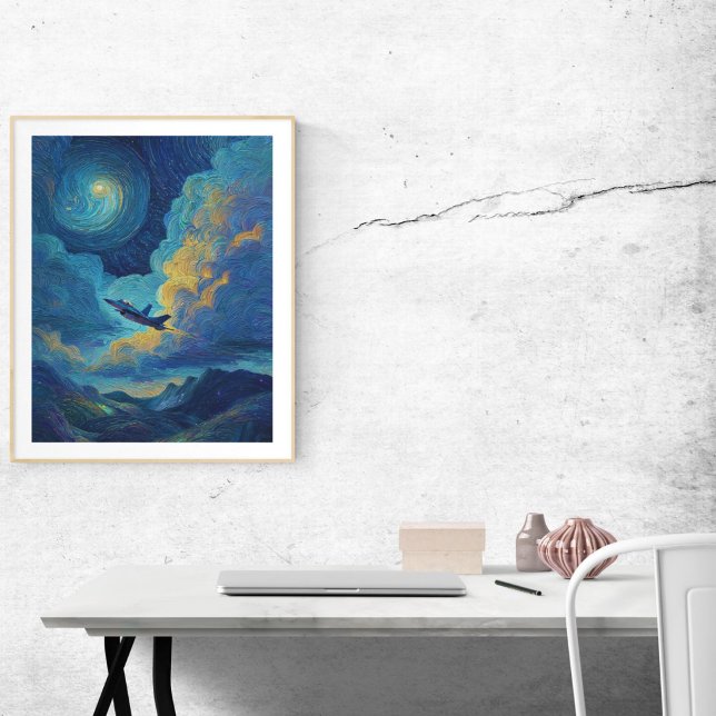Póster Birthday Jet Fighter Airplane Clouds Van Gogh  (Subido por el creador)