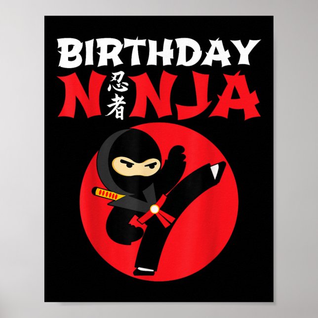 Póster Birthday Ninja - Kids Ninja Birthday Party - Birth (Frente)