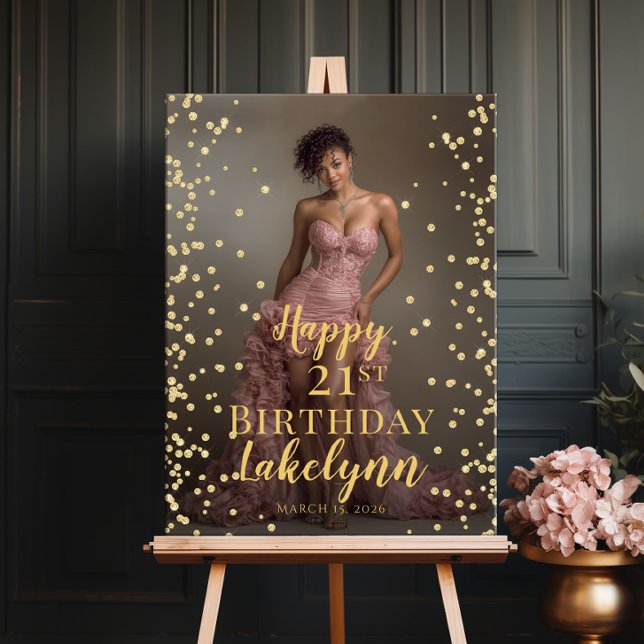 Póster Birthday party photo gold font welcome poster (Subido por el creador)