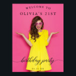 Póster Birthday Party Welcome Sign Poster with Photo<br><div class="desc">Welcome your guests with this lovely personalized welcome sign! Easily add your high resolution image and edit the name,  age and date! Frame or mount to foam board! This makes a lovely keepsake!</div>