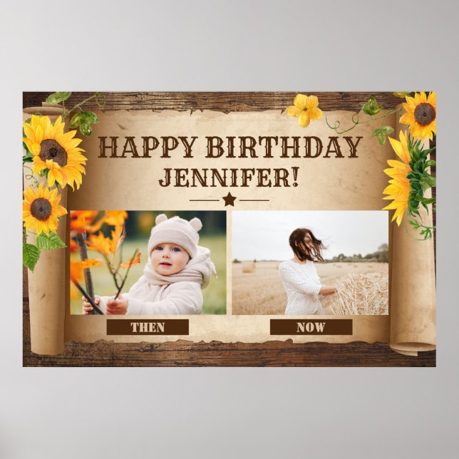 Póster Birthday Then Photo and Now Photo Poster (Frente)