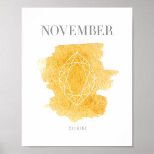 Póster Birthstone citrino noviembre