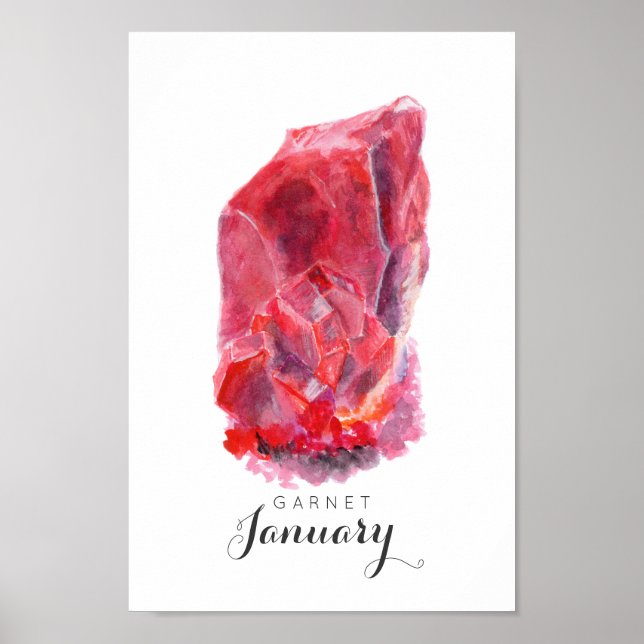 Póster Birthstone de enero - acuarela de Garnet | POSTER (Frente)