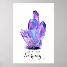Póster Birthstone de febrero - acuarela de Amethyst | POS