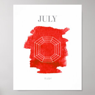 Póster Birthstone de rubíes julio