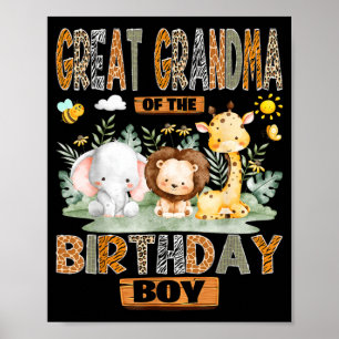 Póster Bisabuela del Safari Jungle del niño de cumpleaños
