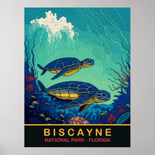 Póster Biscayne, Tortugas Subacuáticas, Floraida, Viaje