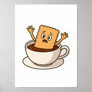 Póster Biscuit en problemas dentro de una copa de café