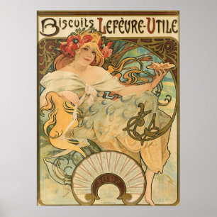 Póster Biscuits Lefeure-utile - por Alphonse Mucha