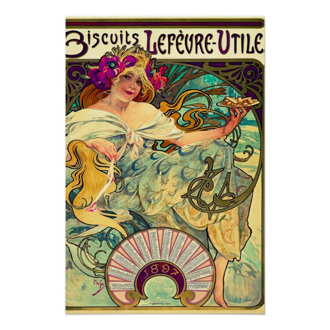 Póster Biscuits Lefevre-Utile de Alphonse Mucha (1896) (Anverso)