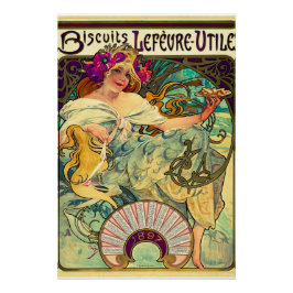 Póster Biscuits Lefevre-Utile de Alphonse Mucha (1896)