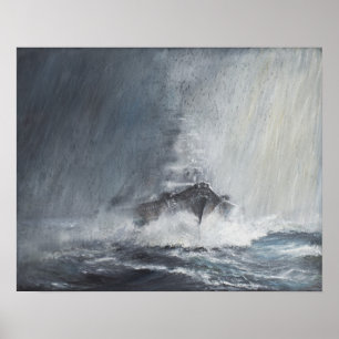 Póster Bismarck a través de las cortinas del aguanieve de