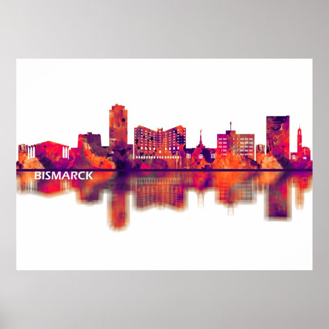 Póster Bismarck North Dakota Skyline (Frente)