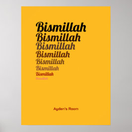 Póster Bismillah Typography Personalizado de guardería de