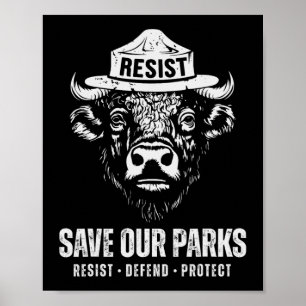 Póster Bison Bear Save Our Park Anti Trump Men Camp