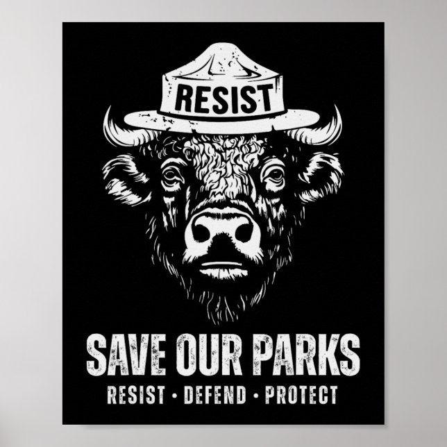 Póster Bison Bear Save Our Park Anti Trump Men Camp (Frente)