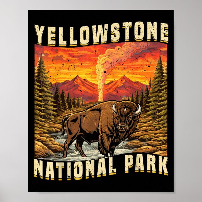 Póster Bison Bufalos Vacas Parque Nacional Yellowstone (Frente)