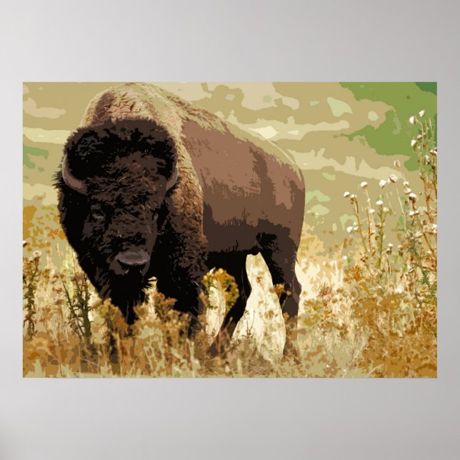 Póster Bison Buffalo American Pop Art (Frente)