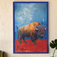 Bison Buffalo Colorful Abstract Pintura moderna