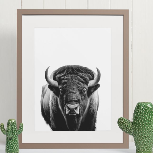 Póster Bison Buffalo Modern Portrait black white   (Subido por el creador)