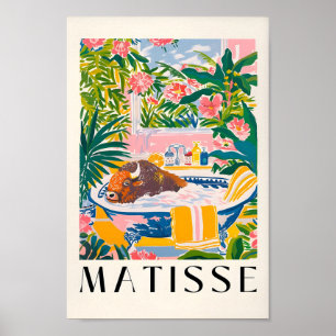 Póster Bison In Bathtub Art Print, Mid Century Art, Bathr