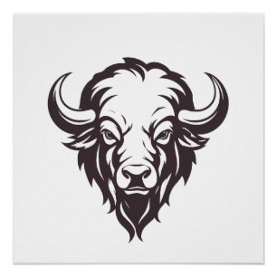 Póster Bison Vector Art Animal Modern Urban City Graphic