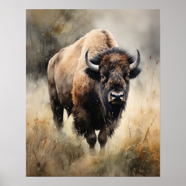 Póster Bison Woodland Animal Art Print Poster (Frente)