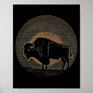 Póster Bisonte de Búfalo - Gráfico Retro 70s 80s Vintage