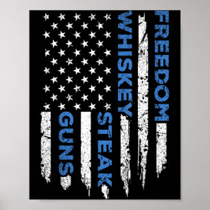 Póster Bistec de la libertad y armas bandera estadouniden